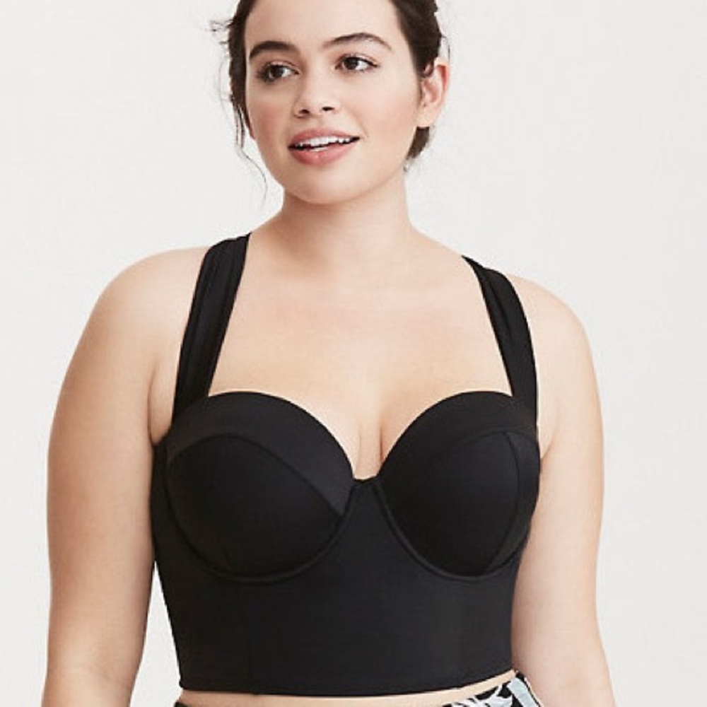 TORRID black convertible strap mid-kini top, 3X.